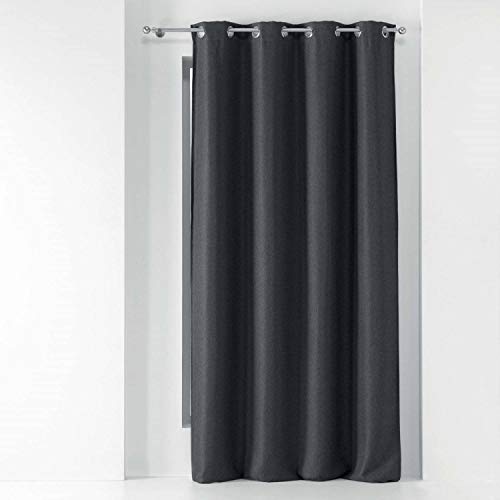 Douceur d'Intérieur, Tramina Curtain with Eyelets 135 x 240 cm Anthracite Woven Blackout