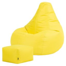 Bean Bag Bazaar Outdoor Bean Bag & Footstool with Filling Included, Yellow