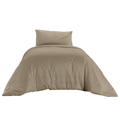 Ruggeri Duvet Cover Set, Cotton, Taupe - 1 x sleeping bag 200 x 200 cm with 40 cm cuff, 1 x pillowcase 50 x 80 cm with 20 cm bag closure