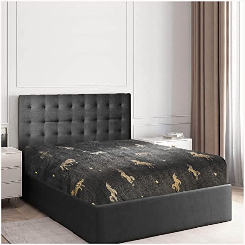 GC GAVENO CAVAILIA Teddy Fleece Duvet Cover, Fluffy Fitted Sheet, Warm Cozy Ultra Soft Bed Set, Polyester, Unicorn-Charcoal, Single