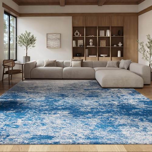 Safavieh Contemporary Rug for Living Room, Dining Room, Bedroom - Brentwood Collection, Short Pile, in Grey and Navy, 183 X 274 cm