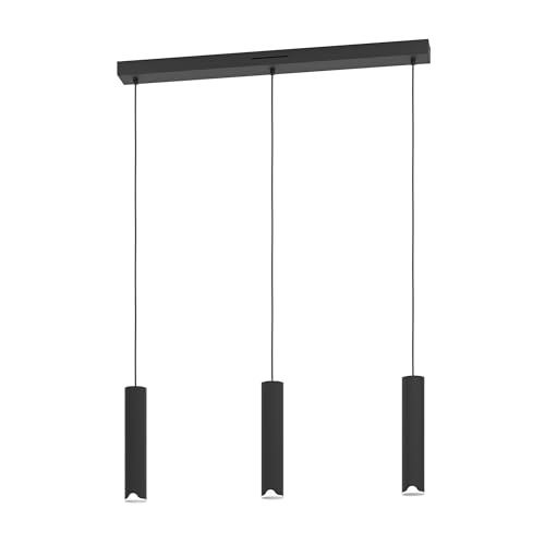 Eglo Connect.z Smart-Home LED Pendant Lighting Balamorta-Z, 3 Light Metal Hanging lamp in Black and White, ZigBee, app and Alexa Voice Control, Warm White-Cold White, RGB, dimmable