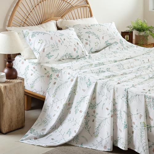 Twin Size Sheet Set, 3 Piece Floral Printed Bed Sheets, Deep Pockets - Breathable and Cooling Microfiber, Wrinkle Free, Hotel Luxury Bed Sheet for Women & Men, Oeko-Tex