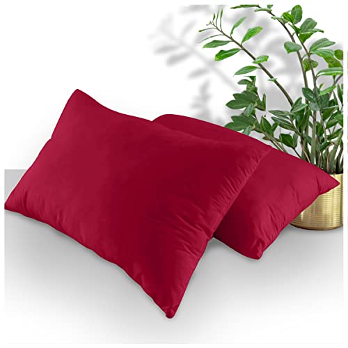 Ulta Soft Plain Pillow Case 2 Pack, Breathable Washable Bedding Pillow Set, Plain Dyed Housewife Pillowcases, Red, 74X48 Cm