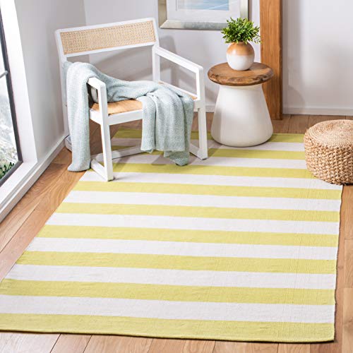 Safavieh Modern Indoor Flatweave Rectangle Area Rug, Montauk Collection, MTK712, in Green / Ivory, 152 X 244 cm for Living Room, Bedroom or Any Indoor Space