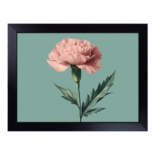 Lap Tray with Bean Bag Cushion, Carnation Flower - Handmade in the UK, Raised Wooden Edge, Padded Cushion, Heat-Resistant Wipe-Clean Surface, for Meals, Laptops and Crafts