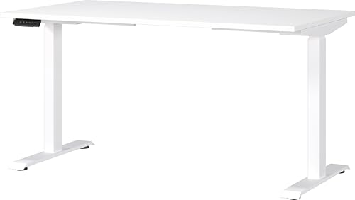 Germania Desk 7905-84, in white, el. height-adjustable, 140 x 120 x 80 cm (WxHxD)