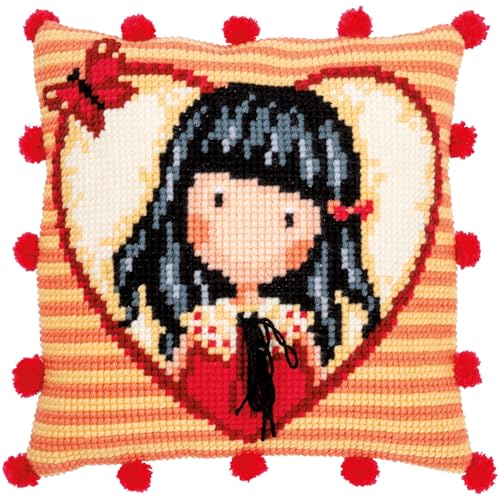 VERVACO Cross Stitch Kit Cushion Complete Set GORJUSS TIME to Fly Decoration Manual Embroidery Kit Adult Creative Art Gift DIY Cross Stitch Embroidery ca. 40 x 40 cm