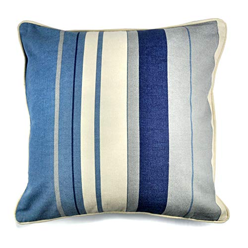 "Fusion - Whitworth Stripe - 100% Cotton Filled Cushion - 43x43cm (17x17"") in Blue"