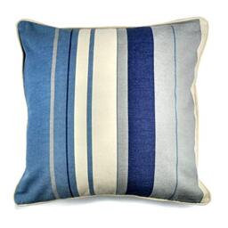 "Fusion - Whitworth Stripe - 100% Cotton Filled Cushion - 43x43cm (17x17"") in Blue"