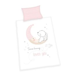 Herding Toddler Bedding Set, Little Bunny Reversible Motif, Duvet Cover 100x135cm, Pillow Case 40x60cm, Cotton/Renforc??