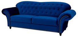Sofas and More Lyon Chesterfield Style French Velvet fabric 3 + 2 seater sofa Armchair Blue Silver Grey (Blue, 3 Seater)