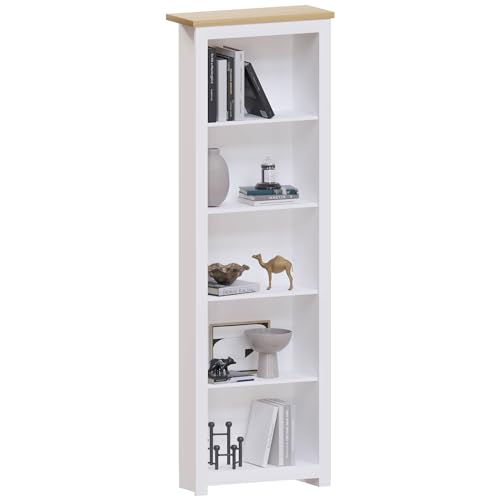 Vida Designs Arlington Bookcase Modern Display Shelves Storage MDF Furniture White (5 Tier)