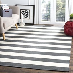 Safavieh Modern Indoor Flatweave Rectangle Area Rug, Montauk Collection, MTK712, in Grey / Ivory, 183 X 274 cm for Living Room, Bedroom or Any Indoor Space