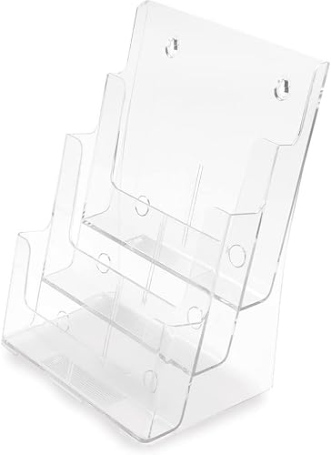 SHINE Multi-tier 3 Levels Literature Display Holder for Wall or Desktop A4 Pockets Clear For displaying a combination of brochures, magazines and pamphlets