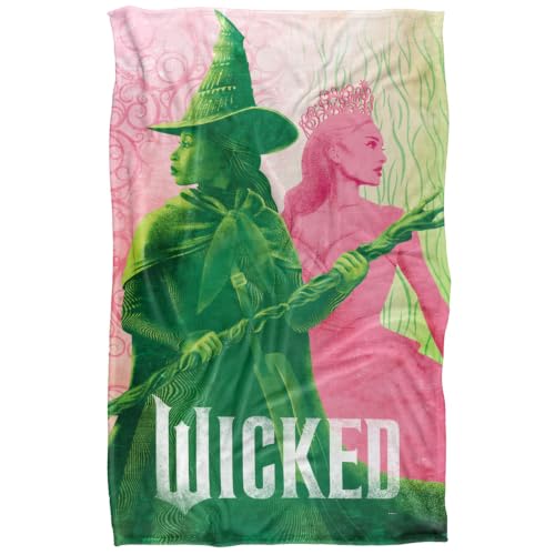 Wicked Pink And Green Glinda And Elphaba Silky Touch Super Soft Throw Blanket 91 x 147 Cm