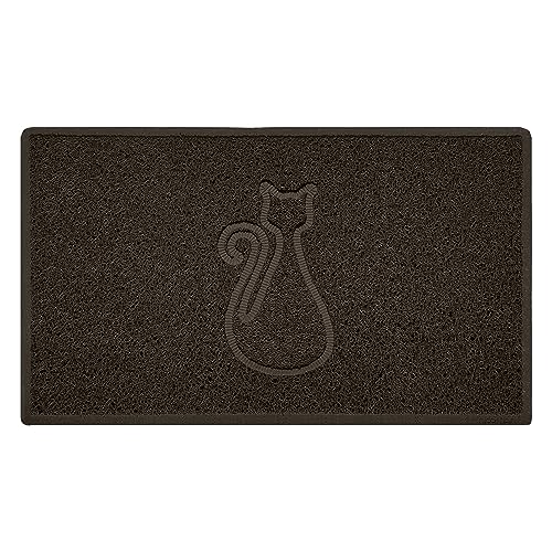 Nicoman CAT Embossed Shape Door Mat Dirt-Trapper Washable Barrier Doormat-(Use Indoor or Sheltered Outdoor)-(75x44cm/29.5x17.3inches,Medium) Brown