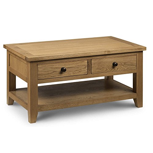 Julian Bowen Astoria Coffee Table with 2 Drawers, Oak - H50 x W100 x D60cm