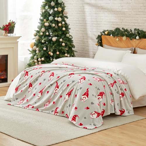 "Cozy Bliss Gnome Love Heart Blanket Gift Ultra Soft Milkyplush??? Throw Blanket Valentines Gnome Pattern with Hearts Gift Blanket for Her Gift Birthday Gifts Throw Blanket (Gnome Love, 60""x80"")"