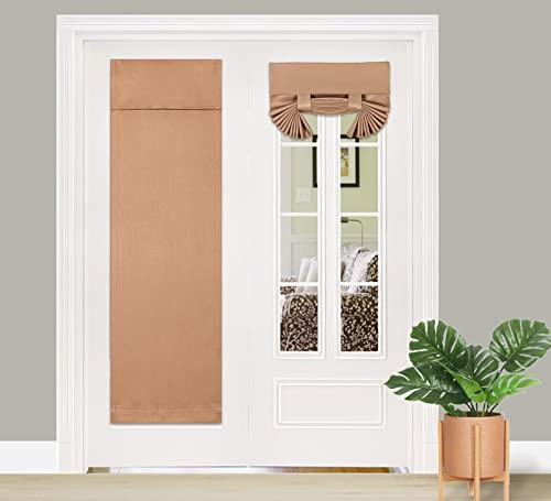 PI Blackout French Door Curtain 2 Panels,Privacy Thermal Insulated Tie Up Door Window Curtain for Glass Door/Front Door/Sliding Door/Patio Door (W30XL68,Cappuccino)