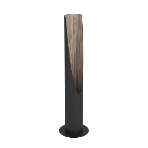 Eglo Table lamp Barbotto, Bedside lamp with indirect Light, Living Room Lighting Made of Black Metal and Wood in Oak, incl. GU10 Bulb, 40 cm, FSC Certified, Warm White