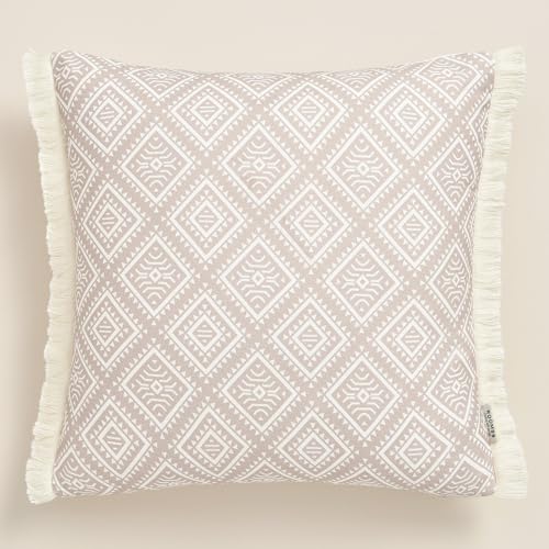 ROOM99 Coco 40 x 40 cm Decorative Cushion Cover Throw Cushion Cover Decorative Aesthetic Modern Bedroom Living Room Boho Cotton with Fringes