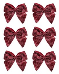 Italian Options Large Sparkle Ribbon Bows, Self-Adhesive Glittering Big Bow for Present Wrapping, Gifts, Bows for Christmas Tree, Wreaths, Crafting Accessories, Ruby, 6 Pack, 10 cm