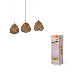 OSRAM Decor Paper Drop Linear Decorative Pendant Light, 3-Bulb, with E27 Socket, Made of Paper/Metal, IP20, Beige