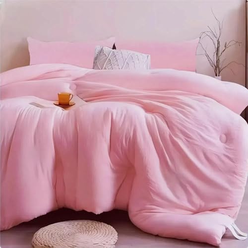 SDIII 3PCS Pink Comforter Set Queen, Queen Bed in a Bag Set Pink Quilt Bedding Set, Wrinkle and Fade Resistant, Lightweight Comforter Queen Size on Amazon, Queen