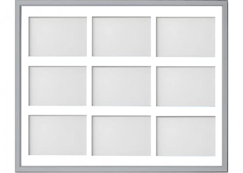 Frame Company Drayton Multi Aperture Photo Frame, Grey, 20x16 for 6x4 inch (x9)