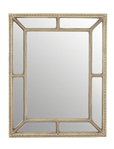 Premier Housewares Rectangular Wall Mirror/Classic Mirrors For Bathroom/Bedroom/Garden Walls Fancy Wall Mounted Mirrors For Hallway With Cream Finish 77 x 3 x 97