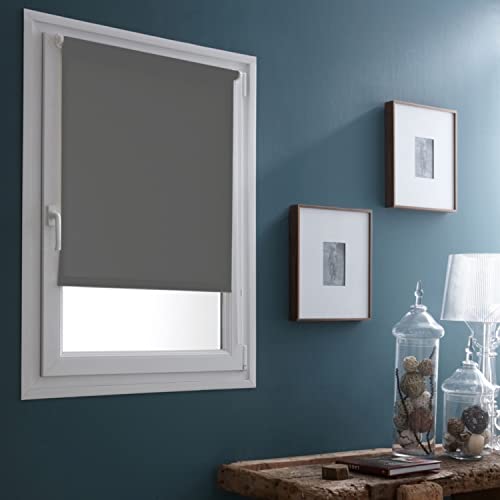 madecostore Easy Plain Blackout Roller Blind – L65 x H170 cm – No Drilling