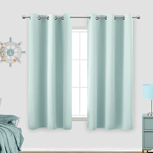 KOUFALL Egg Blue Blackout Curtains with Thermal Insulation and Eyelets - 86.4 x 114.3 cm