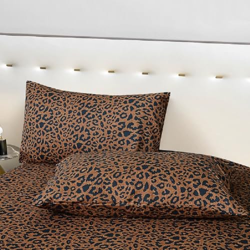 "Leopard Pattern Pillowcases Set Animal Cheetah Printed Bed Pillowcases Cozy Microfiber Pillow Covers Farmhouse Leopard Print Pillow Shams Black Brown Boho Floral Pillowcases Set, (2 Pieces, 20""x36"")"