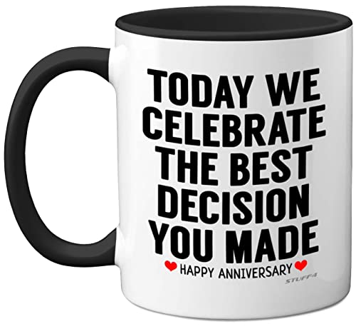 Stuff4 Anniversary Mug for Her or Him, Funny Coffee Mug for Women and Men - Gifts Girlfriend, Presents Boyfriend, Perfect Anniversary Christmas Valentines Birthday, 11oz Ceramic Black