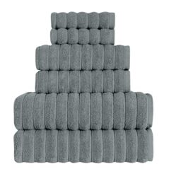 BERIBO Cloud Turkish Towels 100% Cotton - Set of 6-620gsm (Slate Grey)