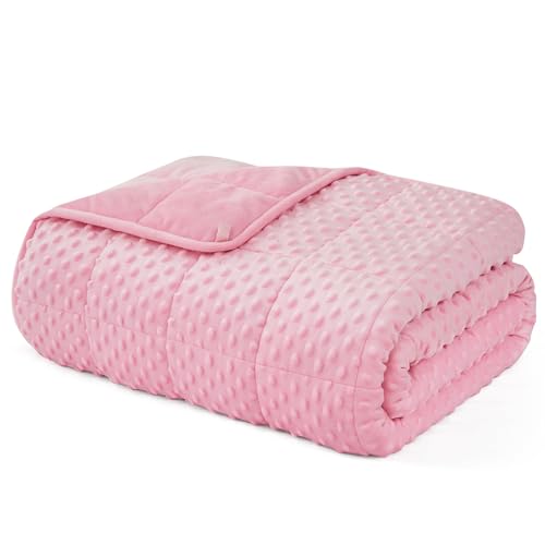 "L'AGRATY Weighted Blanket for Adult - 80""x87"" 25lbs Minky Dots Heavy Blanket with Glass Beads Soft Breathable for All-Season Summer Fall Winter Thick Comfort for Sleeping"