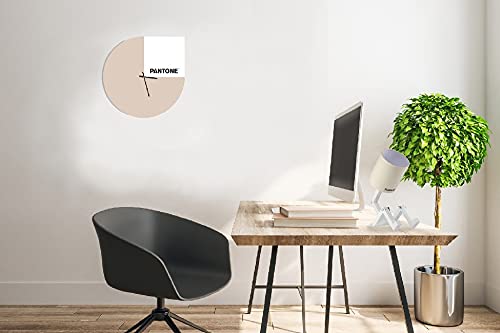 Homemania Slice Round Wall Clock for Living Room Kitchen Office Sand White Black Metal 40 x 0.15 x 40 cm, Dimension du Produit: L40xP0,15xA40 cm, 1,6 kg
