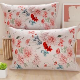 PETTI Italian Artisans - Pair of 50x70 cm Microfiber Cushion Covers, Decorative Pillows for Bedroom, Sofa, Living Room, Set of 2 Cushion Covers, Floral Pillow Case 19 Powder, 100% Made in Italy