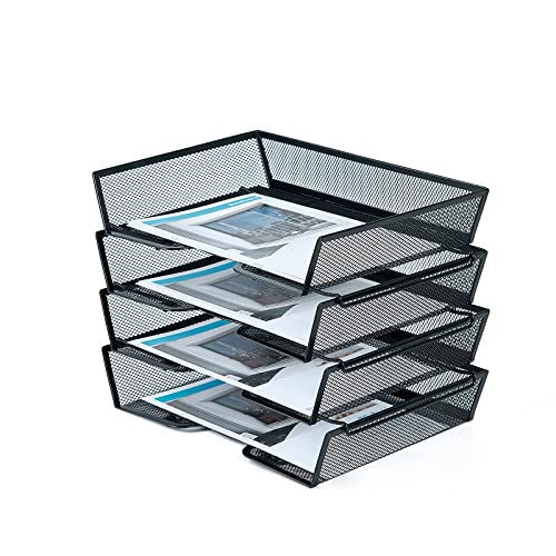 SETTFRFE Tray File Organizer, Four Trays Tan Be Used in Any Combination According to Customer Requirements, Black