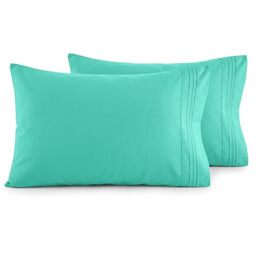 Elegant Comfort Luxury Ultra-Soft 2-Piece Pillowcase Set - 1500 Premium Hotel Quality Microfiber Double Brushed - Wrinkle Resistant, Standard/Queen, Paradise Teal