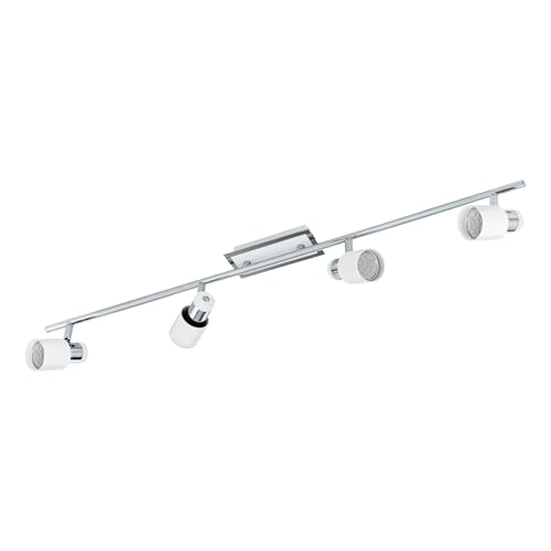 Eglo LED Ceiling Lamp Davida, 4-Light Ceiling Spotlight, Metal Ceiling spot in Chrome and White, Living Room Light, Spots Including GU10 Bulbs, Warm White