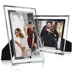 Cq acrylic 3.5x5 Glass Picture Frame,Silver Mirrored for Photo Display Stand on Tabletop,Pack of 2