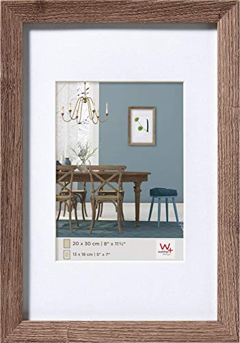 walther design Picture Frame Walnut 24 x 30 cm with PassepArtout, Fiorito Wooden Frame EF430N