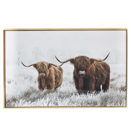 Lesser & Pavey Highland Cow With Baby Wall Art for Living Room Decor & Bedroom Walls - Stylish Canvas Wall Art for Decorative Home Accessories - Lovely Birthday Gifts for Women & Men