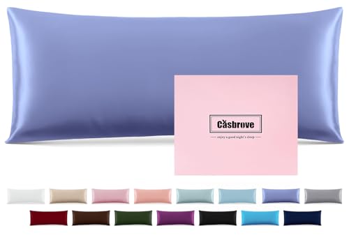 "Silk Pillow Cases Mulberry Body with Zipper,Cornflower Blue,20"" X 54"",1pc - Silk Pillowcase for Hair and Skin,Single Luxury Hypoallergenic Pillow Cover for Women Bed Beauty Sleep,Sft Breathable Smooth"