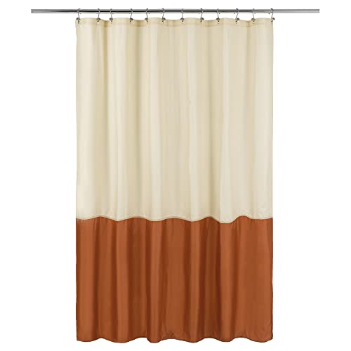 ALYVIA SPRING Waterproof Fabric Bath Liner Shower Curtain - Soft & Light-Weight Cloth Shower Liner, 3 Bottom Magnets, Hotel Quality & Machine Washable - Standard Size 72x72, Cream and Orange