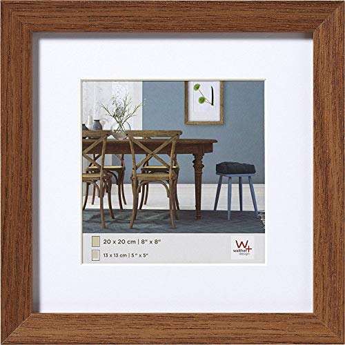 walther design Picture Frame Dark Oak 40 x 40 cm with PassepArtout, Fiorito Wooden Frame EF440P