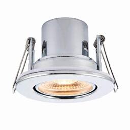 National Lighting SHIELDECO Chrome Finish Adjustable Fire Rated Warm White LED Anti Glare Low Profile Ceiling Downlight Spotlight IP20 Rated for Living Rooms, Bedrooms, Hallways