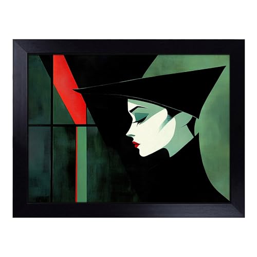 Lap Tray with Bean Bag Cushion, Art Deco Woman - Handmade in the UK, Raised Wooden Edge, Padded Cushion, Heat-Resistant Wipe-Clean Surface, for Meals, Laptops and Crafts